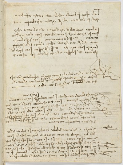 Vogelvluchtcode, c. 1505-06, blad 10 recto door Leonardo da Vinci